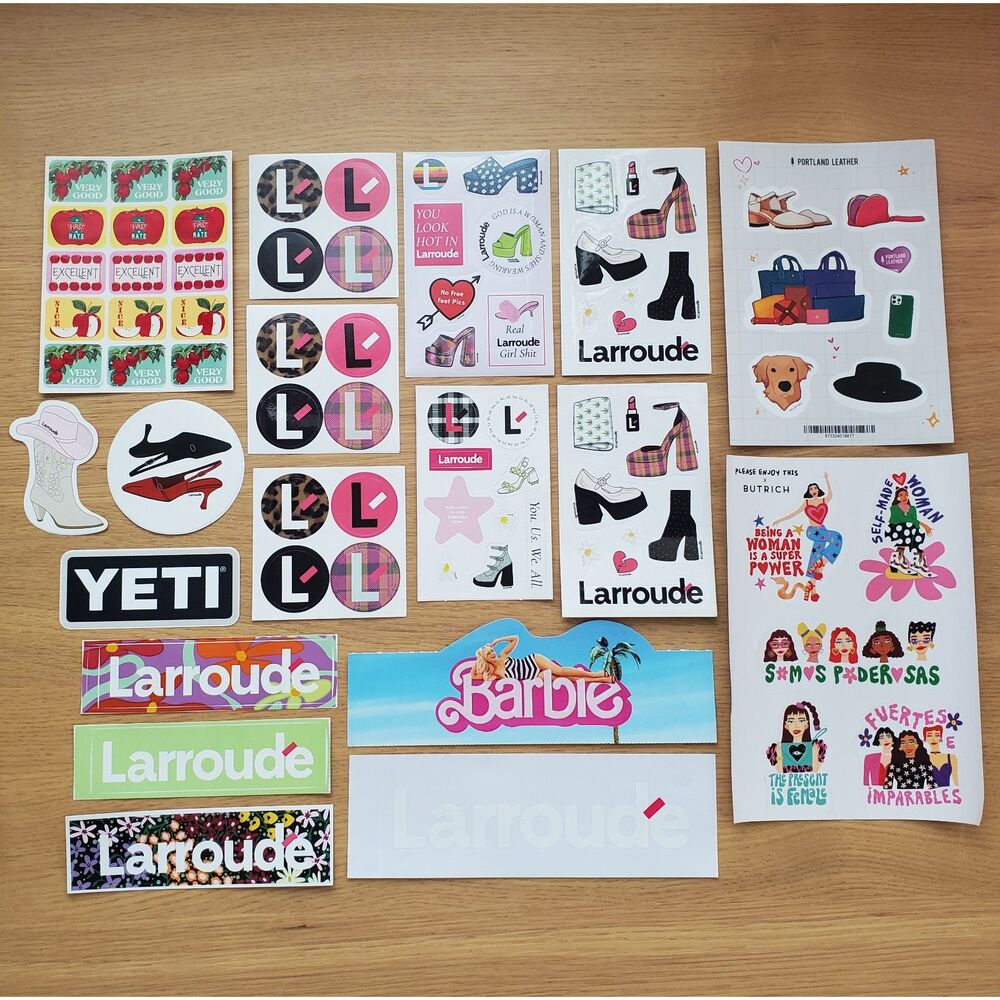 NEW Assorted Larroude Portland Leather Yeti Barbie 80 Sticker Set